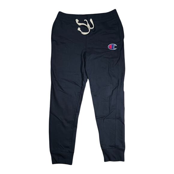 Champion M Streetwear Joggers Black Drawstring Tapered Cuff Logo Modern - Picture 1 of 4